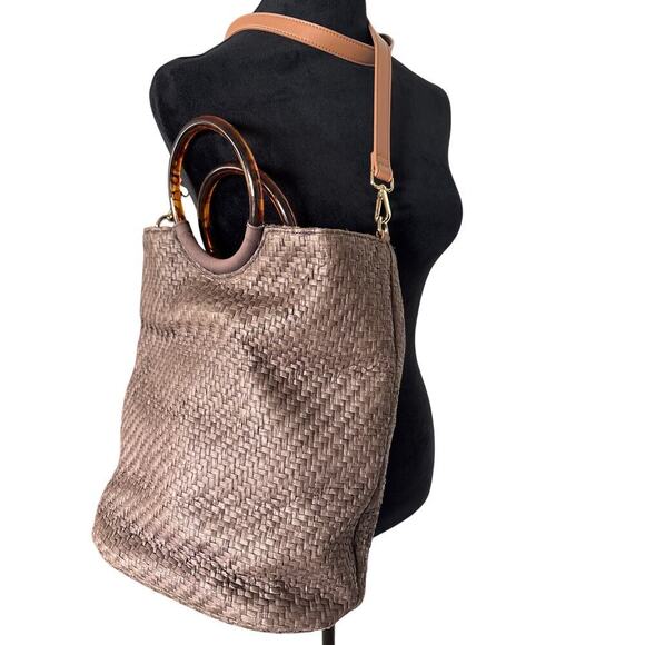 Banana Republic Woven Ring Handle Tote | Summer Straw Bag One Size - Picture 6 of 9